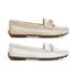 Kit 2 Mocassins Casual Feminino Em Couro Branco+Creme