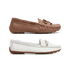 Kit 2 Mocassins Casual Feminino Em Couro Marrom + Branco
