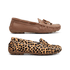 Kit 2 Mocassins Casual Feminino Em Couro Marrom + Onça