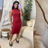 Vestido cavado gola alta vermelho