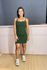 vestido de alça curto verde militar