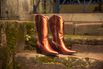 Bota Texana Western Country Em Couro Feminina Bico Fino Maria Paula Lacre