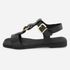 Sandália Rasteira Couro Casual Luxo Moema Preto