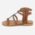 Sandália Rasteira Feminina Couro Zíper Ísis Camel