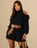 Vestido Curto Elisa Franja Gola Alta - Preto