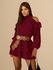Vestido Curto Elisa Franja Gola Alta - Vinho