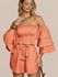 Conjunto Feminino Cropped Manga Ciganinha Shorts Curto - Laranja