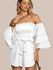 Conjunto Feminino Cropped Manga Ciganinha Shorts Curto - Branco