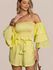 Conjunto Feminino Cropped Manga Ciganinha Shorts Curto - Amarelo