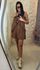 Vestido Curto Vivi Franja Alcinha Fina - Caqui