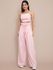 Conjunto Jessica Pantalona + Cropped - Rosa Claro