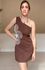 Vestido Curto Clara Nula Manga - Marrom