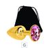 Plug de Metal G Dourado Com Strass SI (7054) - Pedra Rosa