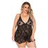 *Camisola Renda Curta Plus Size (PS2063) - Preto