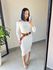 VESTIDO CANELADO OMBRO A OMBRO OFF WHITE