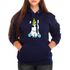 Moletom Unicornio Bebê Feminino Canguru Com Capuz Marinho