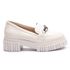 Mocassim Molly Feminino Tratorado Off White com Metal Prata