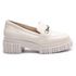 Mocassim Molly Feminino Tratorado Off White com Metal Prata