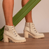 Coturno Molly Feminino Valentina com Fechamento Lateral e Atacador - Off White