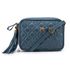 Bolsa em Couro Azul Denin com Matelasse e Bambolim Amanda 