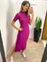VESTIDO MIDI CANELADO FENDAS FUCSIA