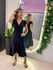 VESTIDO MIDI ENVELOPE MANGA CURTA PRETO LISO