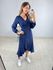 VESTIDO MIDI ENVELOPE MANGA LONGA POA AZUL MARINHO 