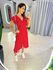 VESTIDO MIDI ENVELOPE MANGA CURTA POA VERMELHO