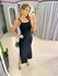VESTIDO CANELADO FENDA PRETO