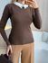 BLUSA MANGA LONGA PEDRARIA MARROM