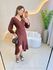 VESTIDO MIDI ENVELOPE MANGA LONGA MARROM