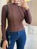 BLUSA MANGA LONGA CANELADO COSTURAS MARROM