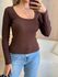 BLUSA CANELADA BIA MARROM