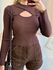 BLUSA CANELADA LUA MARROM