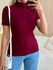 BLUSA CANELADA GOLA ALTA MARSALA