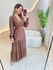 VESTIDO MANGA LONGA VALENTINA MARROM/OFF