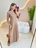 VESTIDO YASMIN CANELADO MANGA LONGA MARROM CLARO