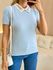 BLUSA MANGA CURTA PEDRARIA AZUL