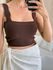 CROPPED FAIXA ALÇA TRICOT MODAL MARROM