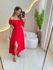 VESTIDO MIDI VIOLETA VERMELHO LISO
