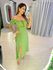 VESTIDO MIDI VIOLETA VERDE CLARO
