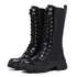 Bota Coturno Cano Longo Alto Blogueiras Preto Verniz