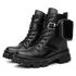 Bota Coturno Feminino Tratorado Militar Com Bolsinha Lateral Removível Preto