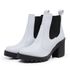 Bota Coturno Feminino Salto Médio Tratorada Elástico Confortável Branco 