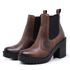 Bota Coturno Feminino Salto Médio Tratorada Elástico Confortável Whisky 