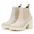 Bota Coturno Feminino Salto Médio Tratorada Elástico Confortável Off White 