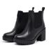 Bota Coturno Feminino Salto Médio Tratorada Elástico Confortável Preto