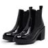 Bota Coturno Feminino Salto Médio Tratorada Elástico Confortável Preto Verniz