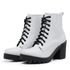 Bota Coturno Feminino Salto Médio Tratorada Macia Confortável Branco