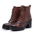 Bota Coturno Feminino Salto Médio Tratorada Macia Confortável Whisky
